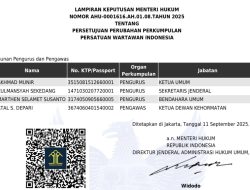 PWI Resmi Satu, AHU Terbit: Apresiasi untuk Zulmansyah Sekedang
